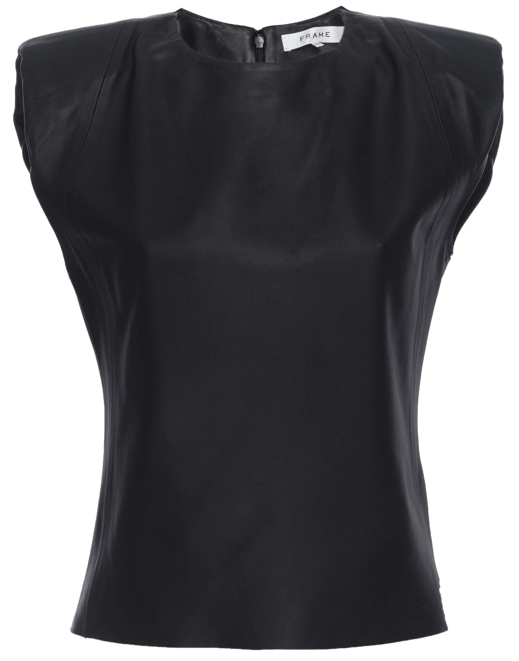FRAME DENIM-Seamed Leather MuscleTop-