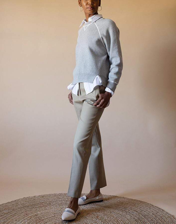 FRAME DENIM-Gris Heather Double Knit Crewneck Sweater-
