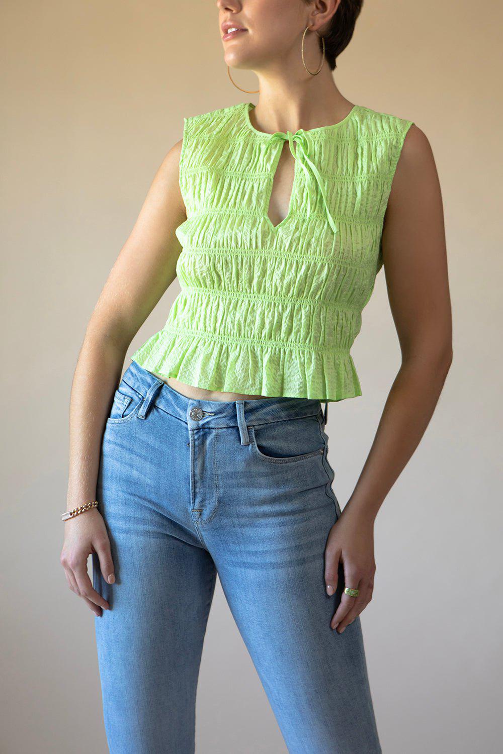 FRAME DENIM-Sleeveless Shirred Top-