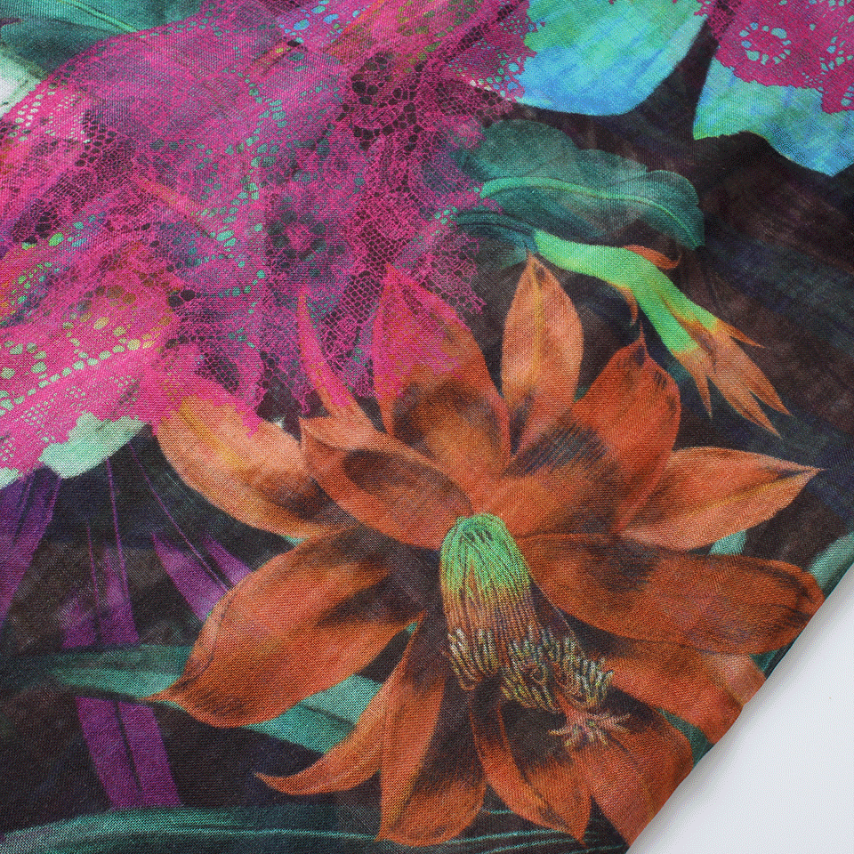 FRANCO FERRARI-Danao Tropical Scarf-BLACK