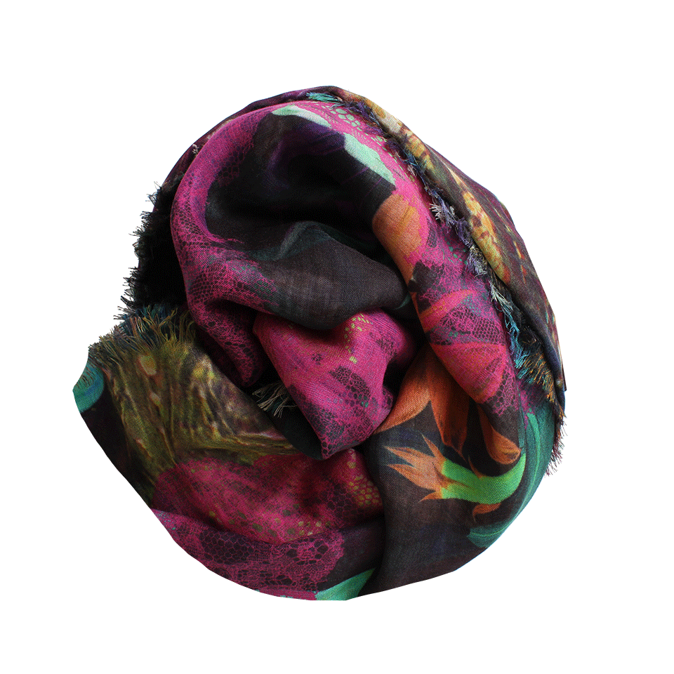 FRANCO FERRARI-Danao Tropical Scarf-BLACK