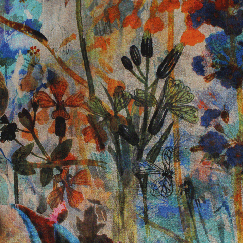 FRANCO FERRARI-Watercolor Photo Scarf-MULTI