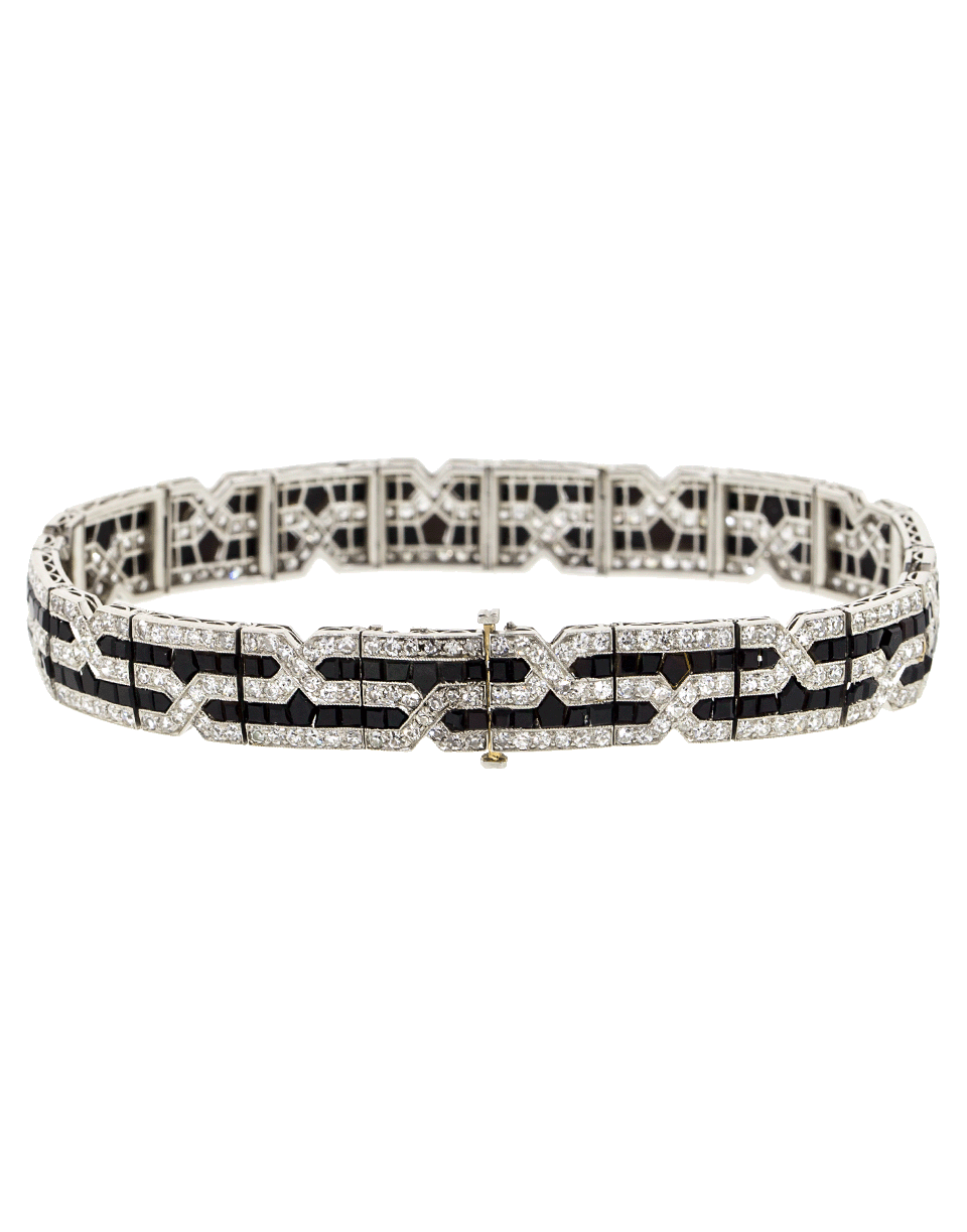 FRED LEIGHTON-Art Deco Diamond And Onyx Tiffany Bracelet-PLATINUM