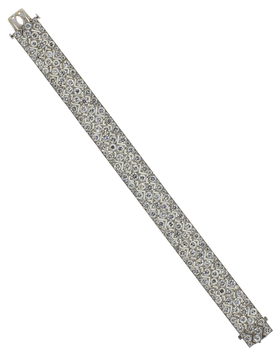 FRED LEIGHTON-Tiffany & Co Art Deco Diamond Zig Zag Bracelet-PLATINUM