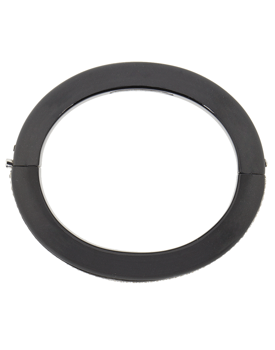 FRED LEIGHTON-Black Jade And Diamond Line Bangle-WHITE GOLD