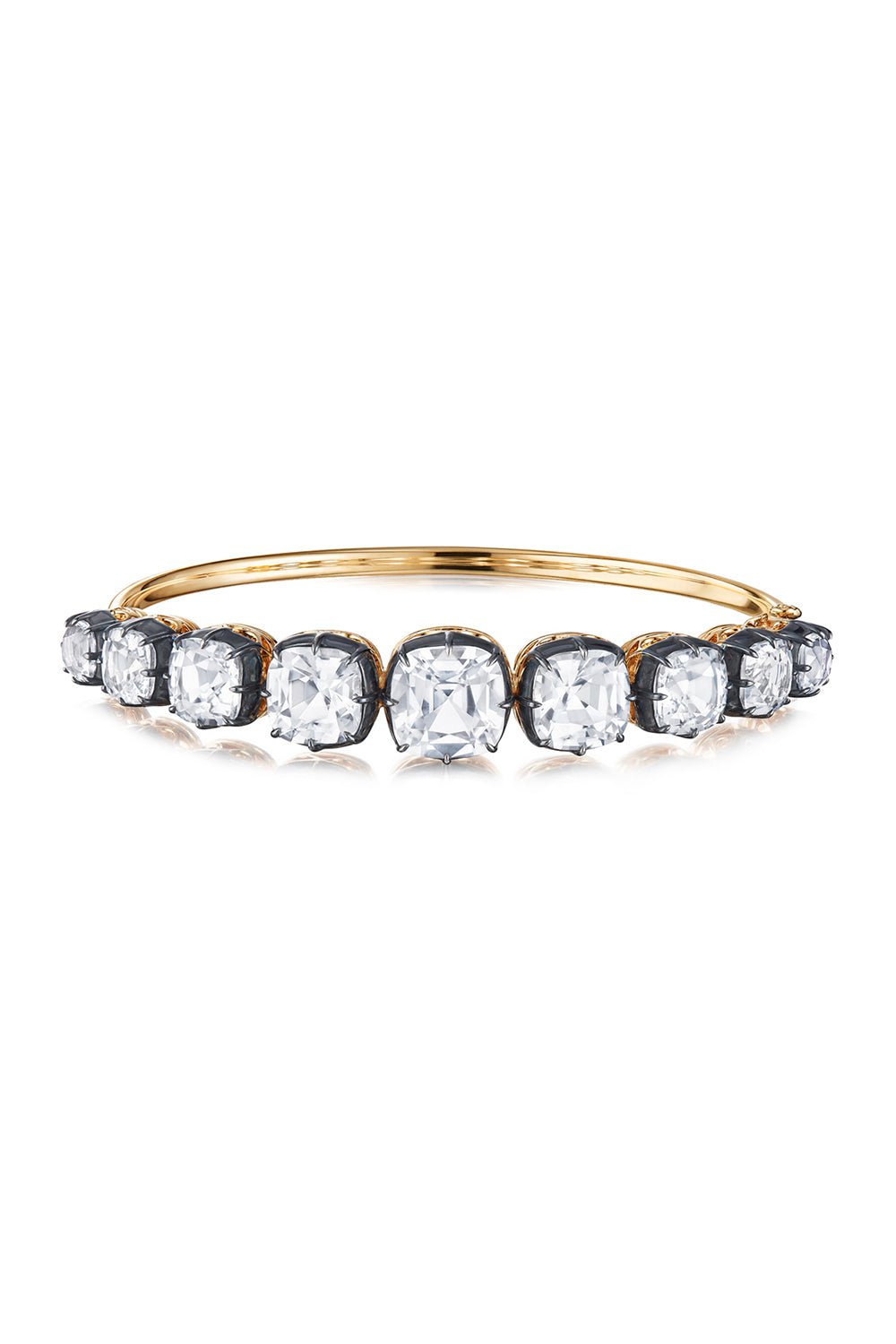 FRED LEIGHTON-White Topaz Collet Bangle-YELLOW GOLD