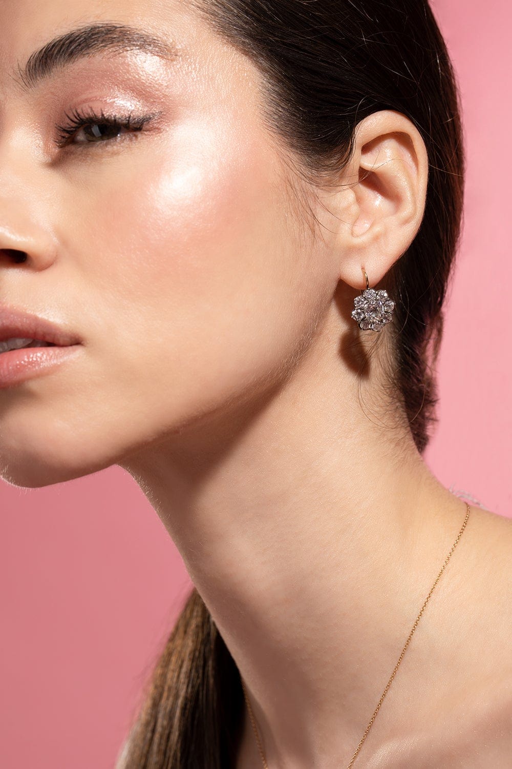 FRED LEIGHTON-Diamond Cluster Drop Earrings-SILVER