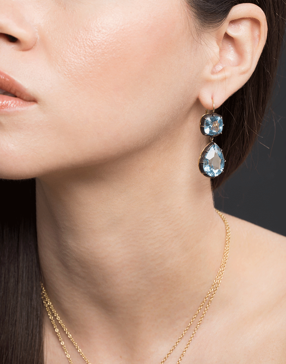 FRED LEIGHTON-Blue Topaz Drop Earrings-YELLOW GOLD