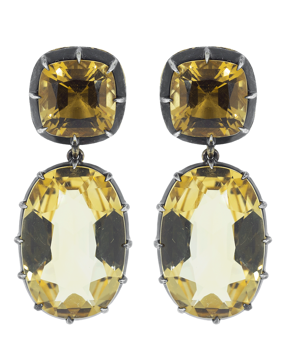 FRED LEIGHTON-Citrine Double Pendant Earrings-YELLOW GOLD