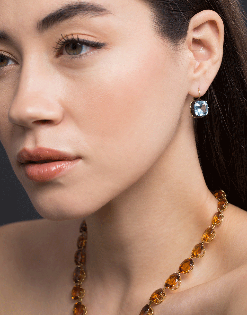 FRED LEIGHTON-Collet Blue Topaz Earrings-YELLOW GOLD