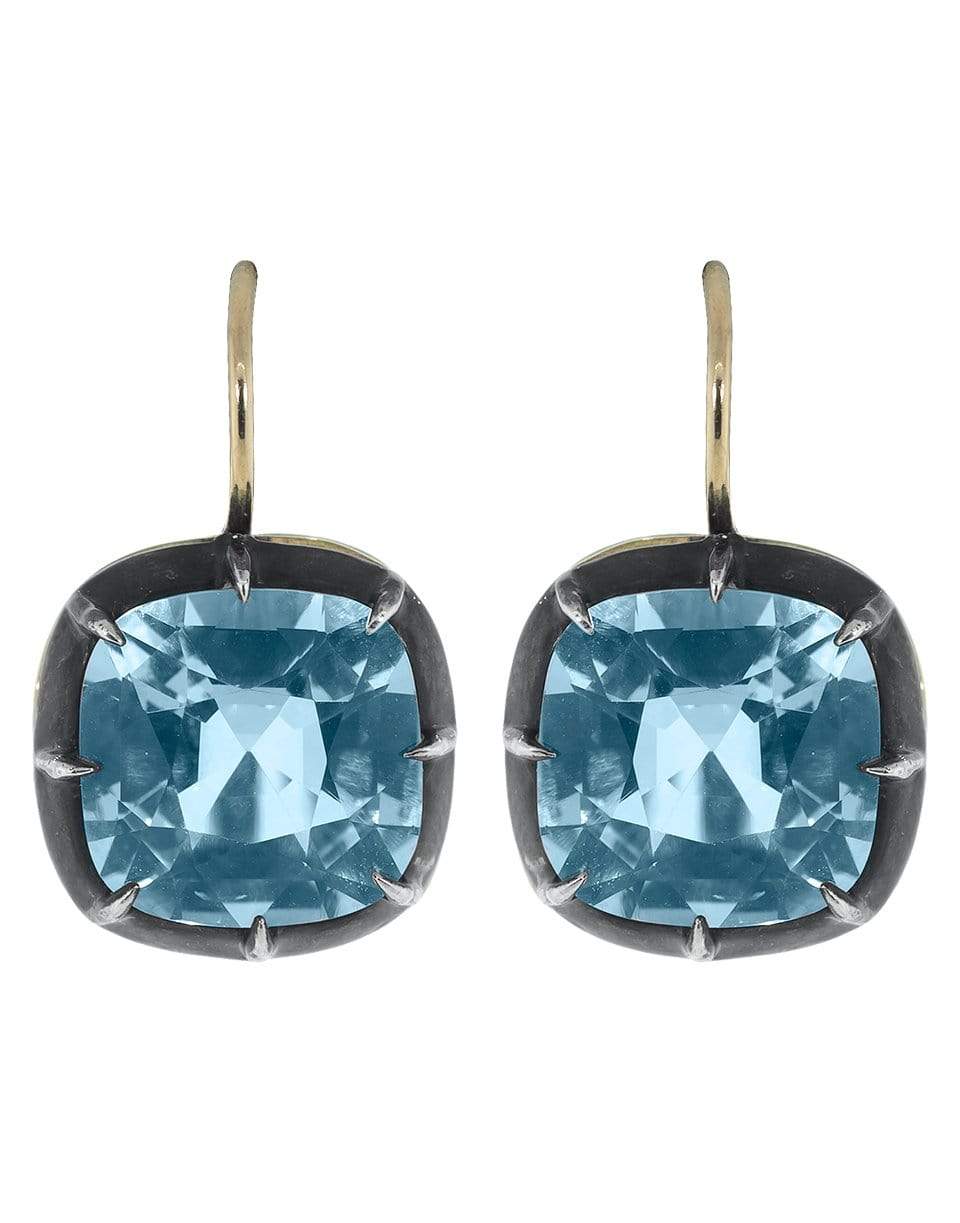 FRED LEIGHTON-Collet Blue Topaz Earrings-YELLOW GOLD