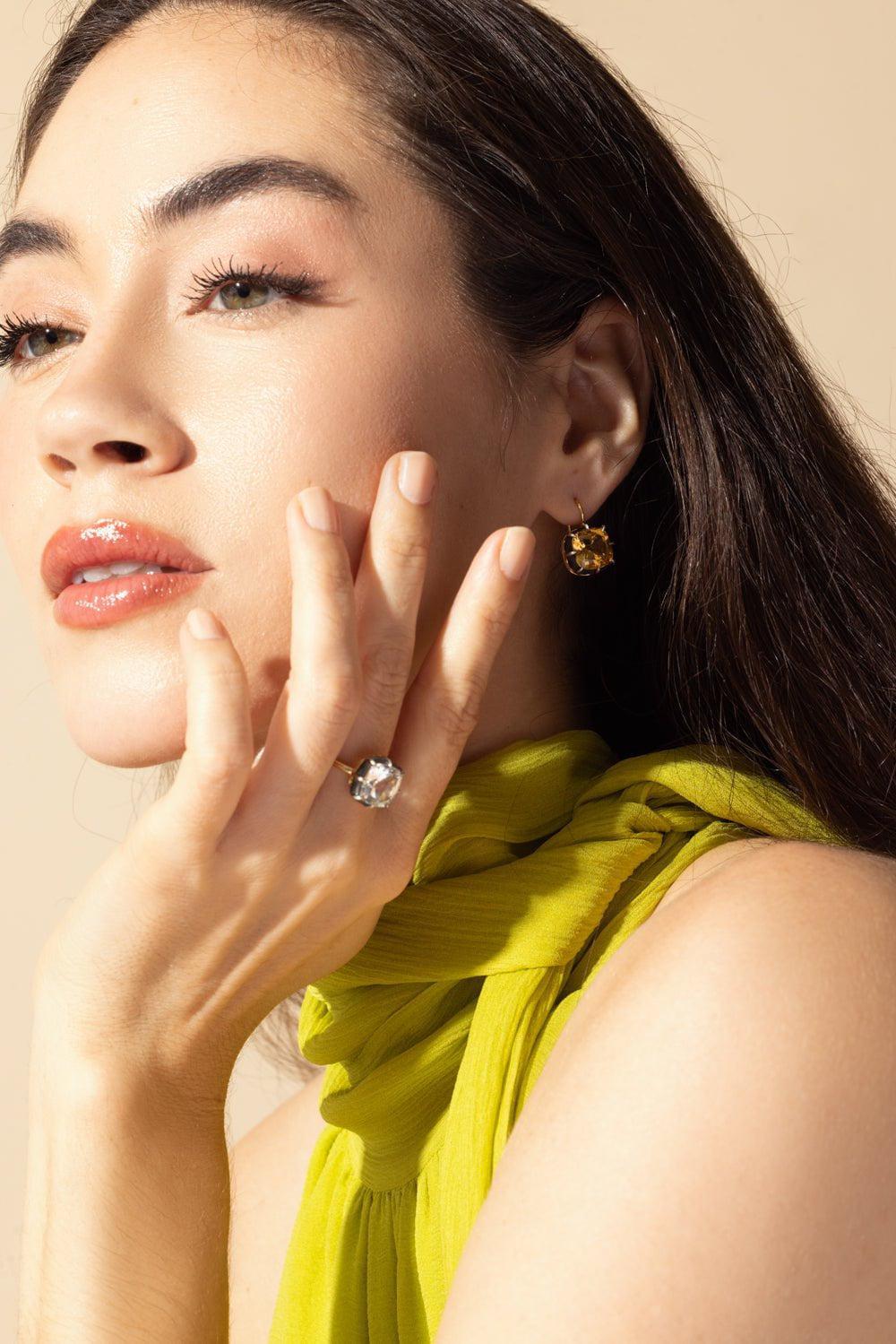 FRED LEIGHTON-Collet Citrine Drop Earrings-YELLOW GOLD