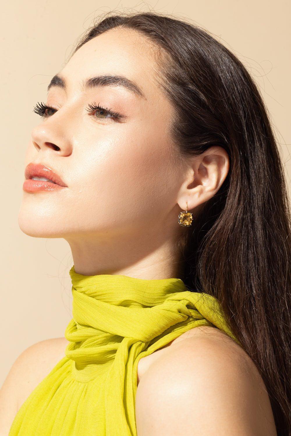 FRED LEIGHTON-Collet Citrine Drop Earrings-YELLOW GOLD