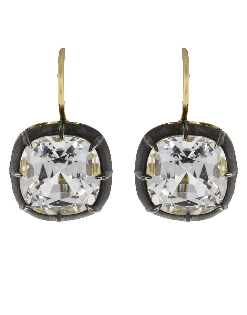 FRED LEIGHTON-Cushion White Topaz Drop Earrings-YELLOW GOLD