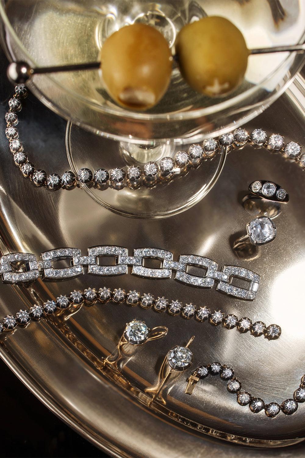 Diamond Old Mine Riviere Necklace-YELLOW GOLD-16-JEWELRYFINE JEWELNECKLACE O-FRED LEIGHTON