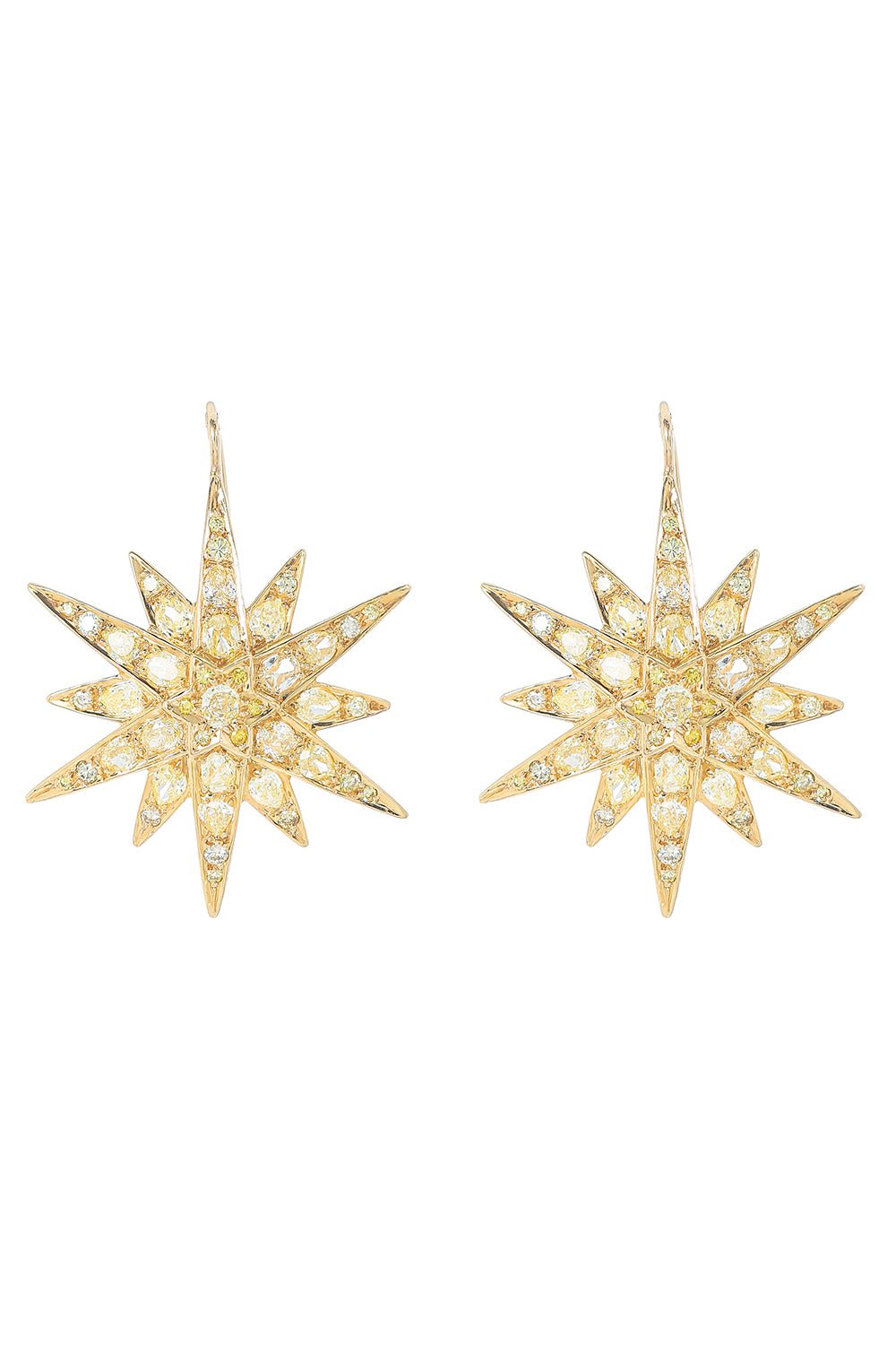 FRED LEIGHTON-Diamond Starburst Earrings-YELLOW GOLD