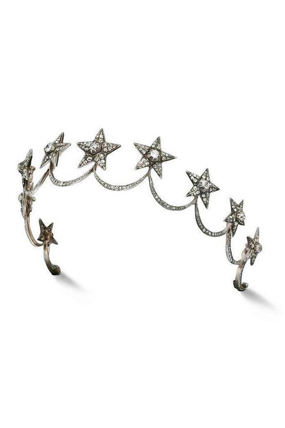 Antique Diamond Star Tiara, circa 1880s-SILVER-JEWELRYFINE JEWELMISC-FRED LEIGHTON
