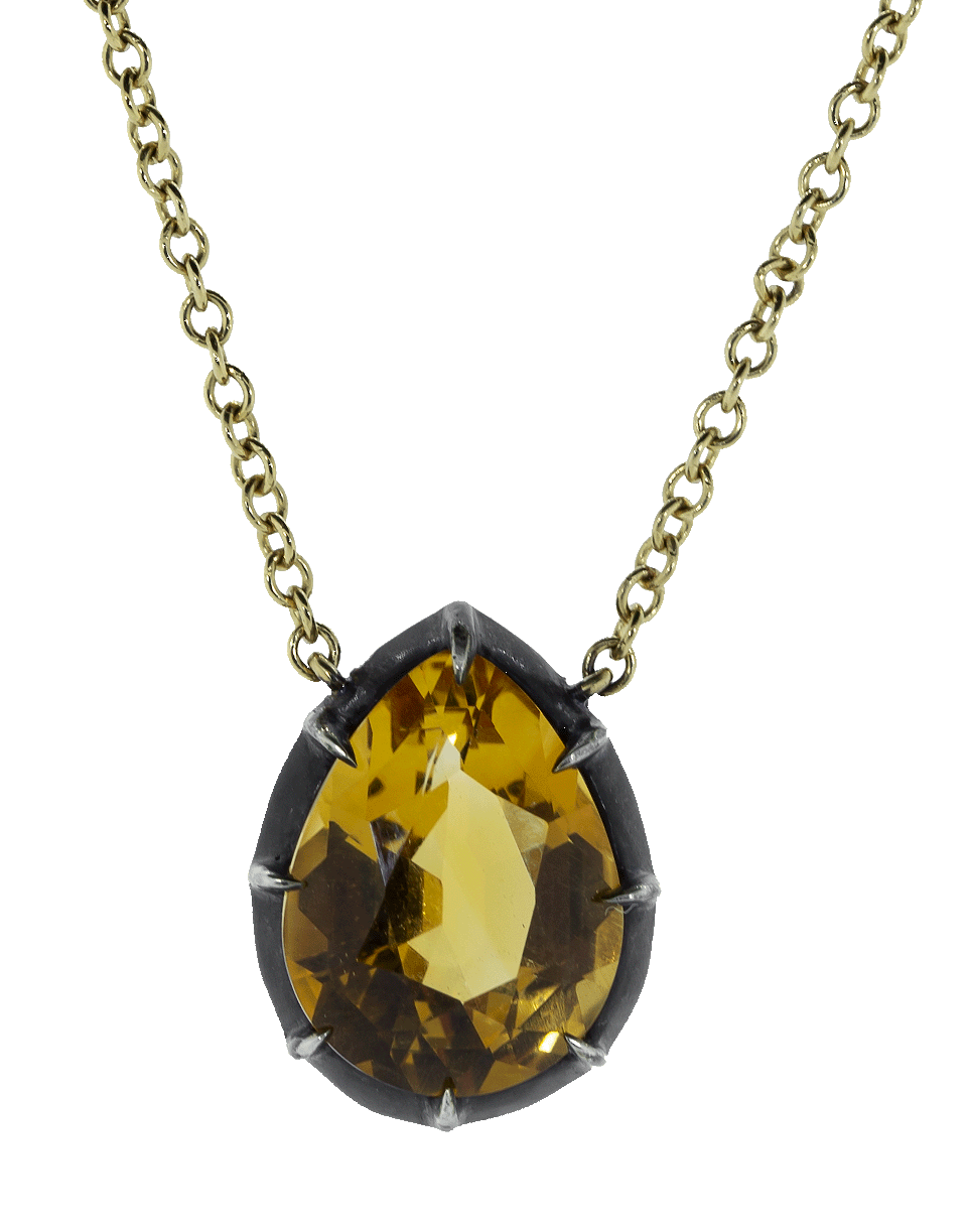 FRED LEIGHTON-Citrine Solitaire Pendant Necklace-YELLOW GOLD