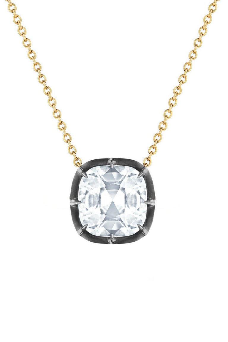 White Topaz Collet Pendant Necklace