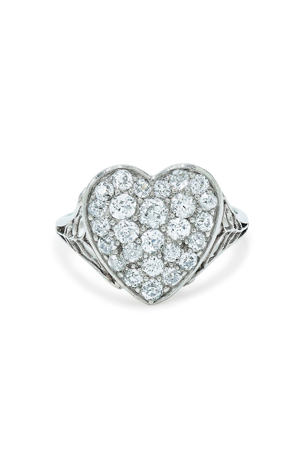 FRED LEIGHTON-Edwardian Heart Ring-PLATINUM