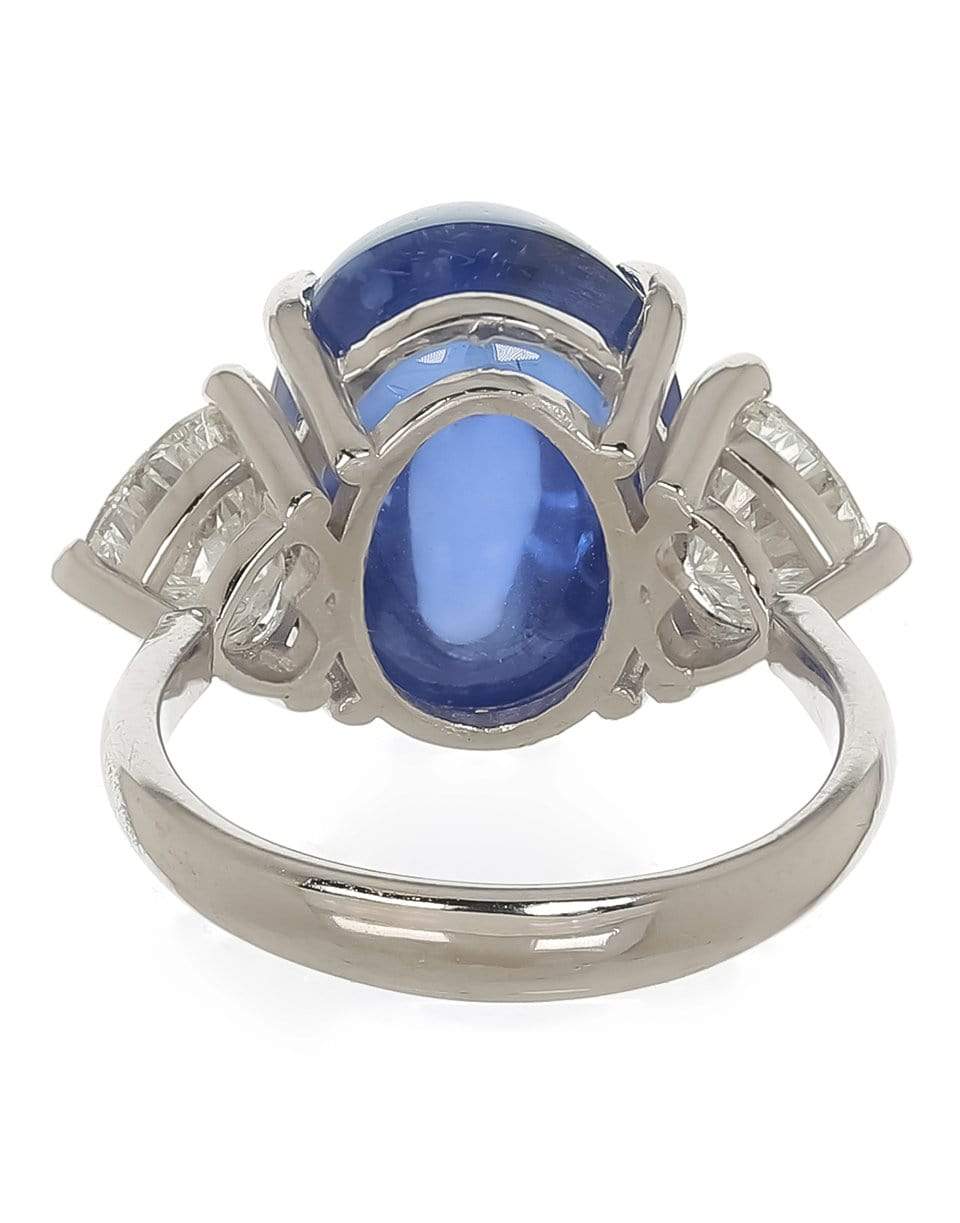 FRED LEIGHTON-Cabochon Ceylon Sapphire and Diamond Ring-WHITE GOLD