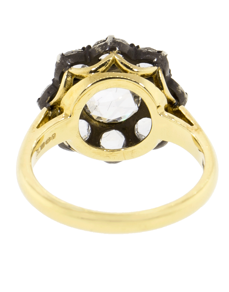 FRED LEIGHTON-Rose Cut Diamond Grand Floret Cluster Ring-YELLOW GOLD