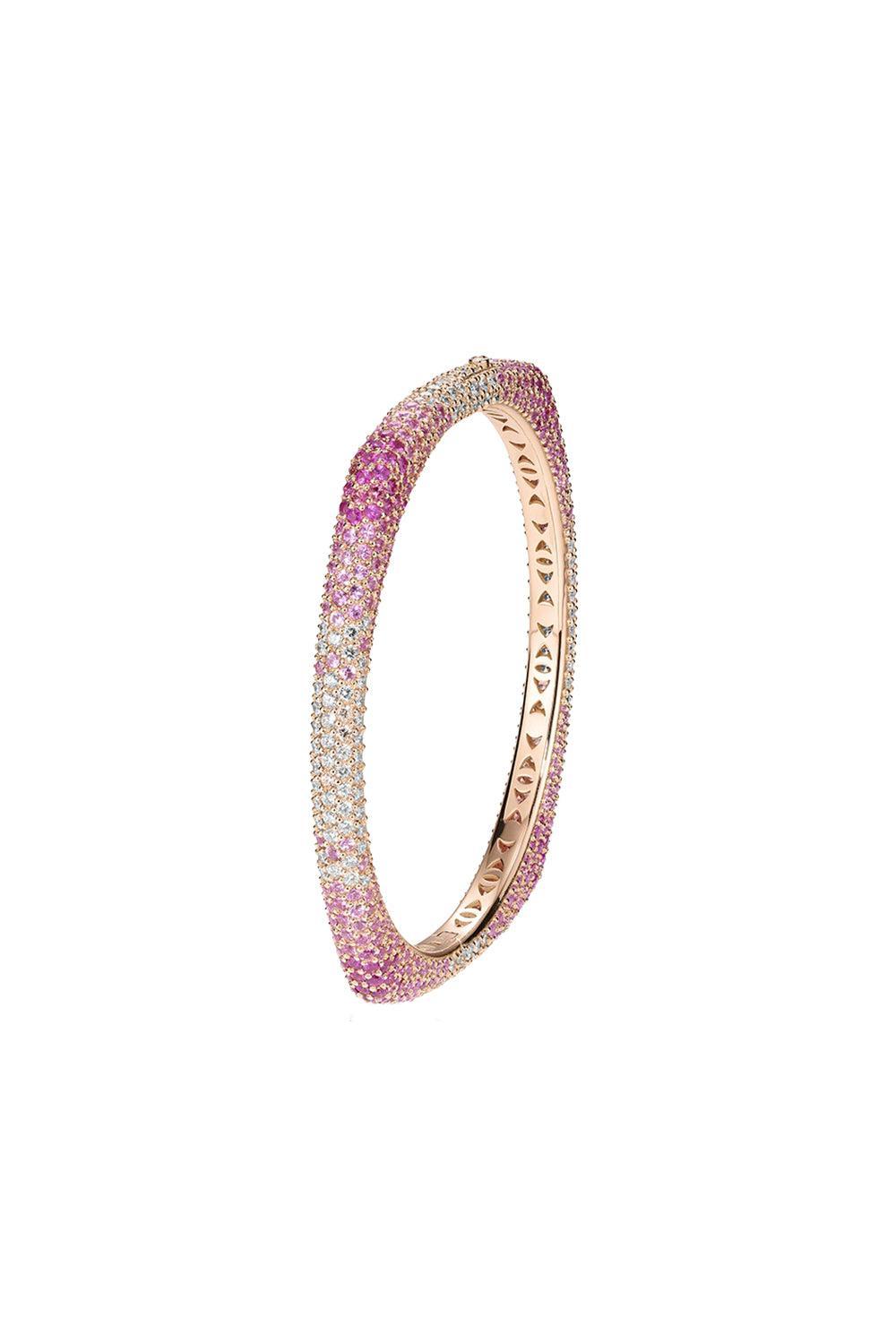 Ombre Pink Sapphire Ghost Bangle Bracelet-ROSE GOLD-16-JEWELRYFINE JEWELBRACELET O-FULLORD