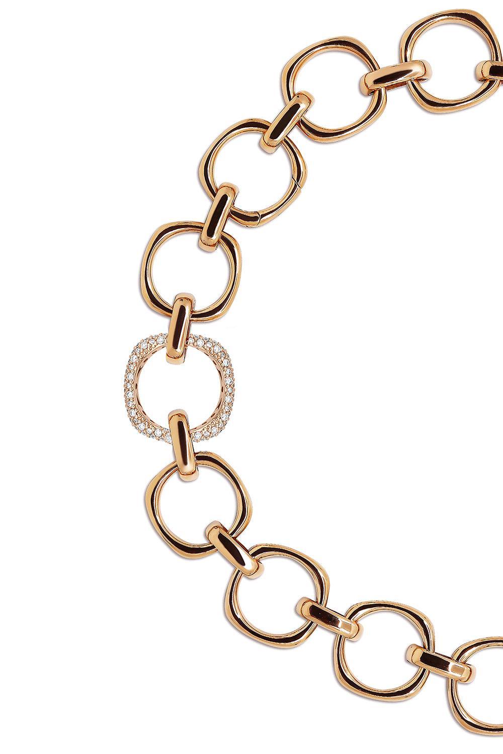 Diamond Chain Link Necklace-ROSE GOLD-JEWELRYFINE JEWELBRACELET O-FULLORD