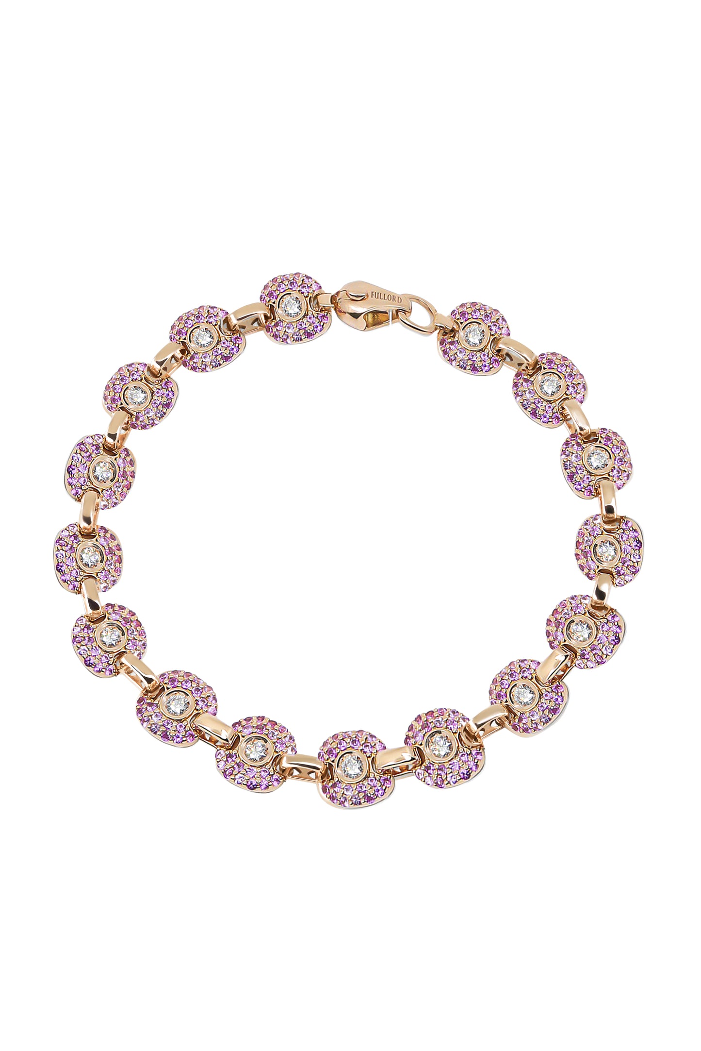 Pink Sapphire Diamond Babyghost Bracelet-ROSE GOLD-JEWELRYFINE JEWELBRACELET O-FULLORD
