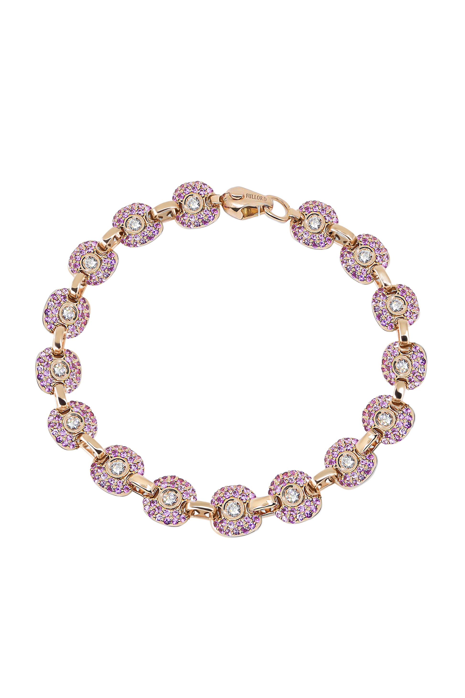 Pink Sapphire Diamond Babyghost Bracelet-ROSE GOLD-JEWELRYFINE JEWELBRACELET O-FULLORD