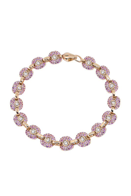 Pink Sapphire Diamond Babyghost Bracelet-ROSE GOLD-JEWELRYFINE JEWELBRACELET O-FULLORD