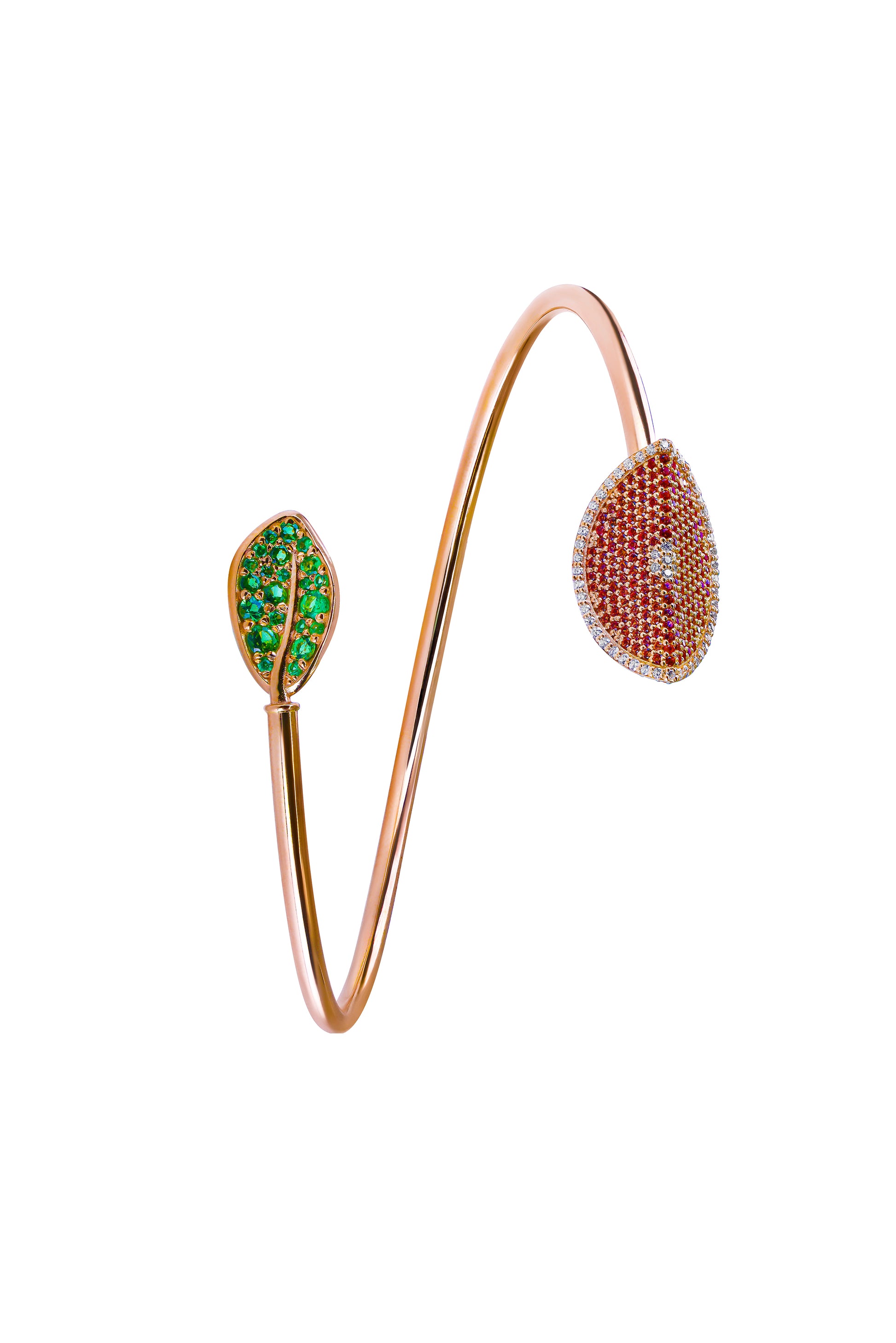 Sapphire Eden Orange Leaf Flex Bracelet-ROSE GOLD-JEWELRYFINE JEWELBRACELET O-FULLORD