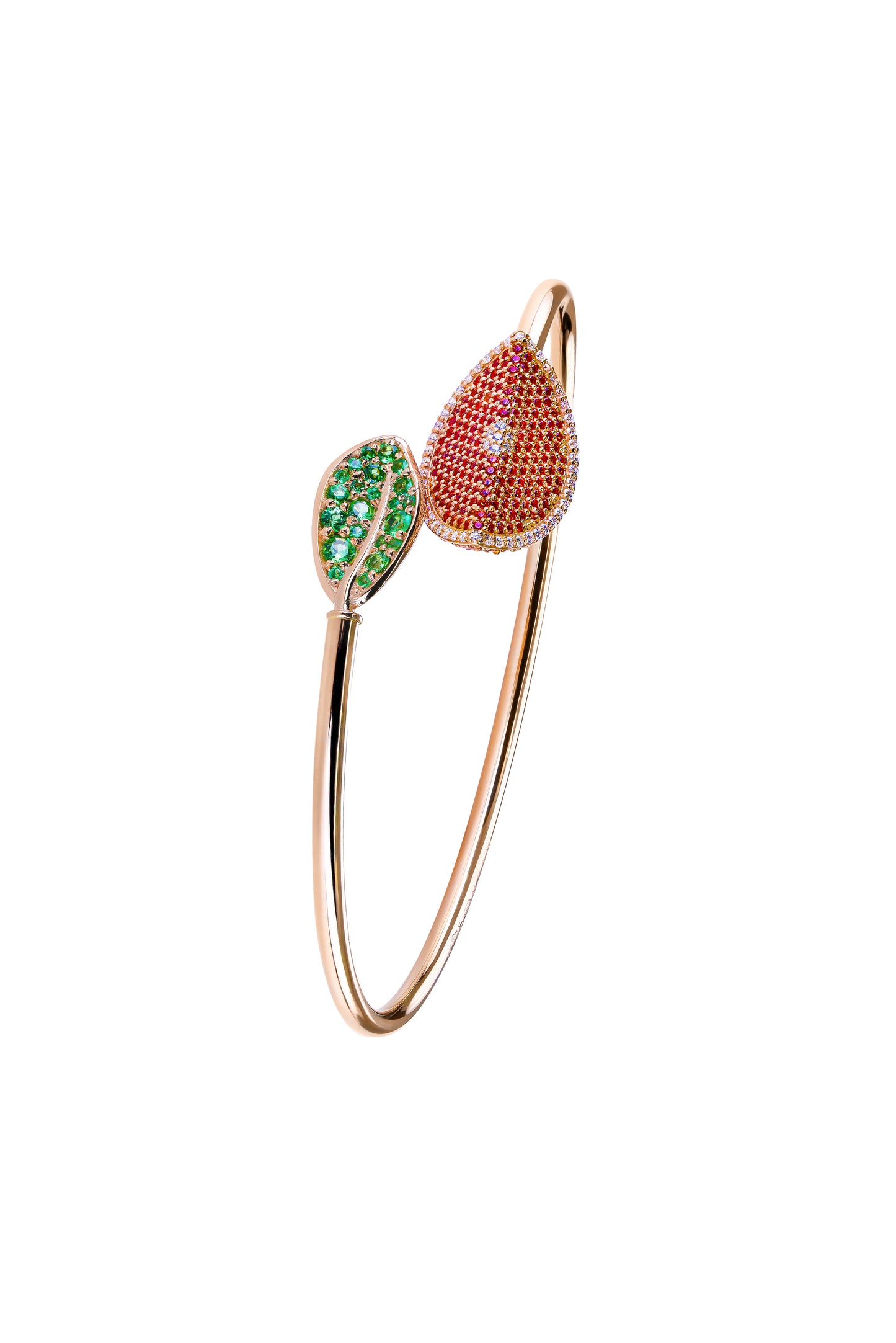 Sapphire Eden Orange Leaf Flex Bracelet-ROSE GOLD-JEWELRYFINE JEWELBRACELET O-FULLORD