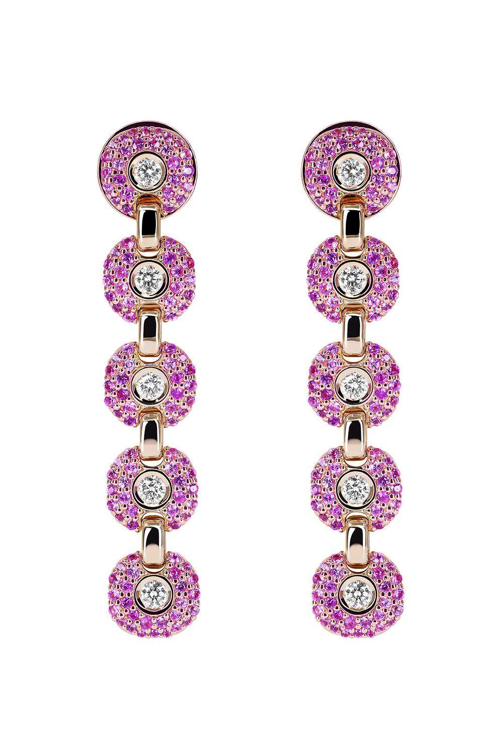 Pink Sapphire Diamond Babyghost Earrings-ROSE GOLD-JEWELRYFINE JEWELEARRING-FULLORD