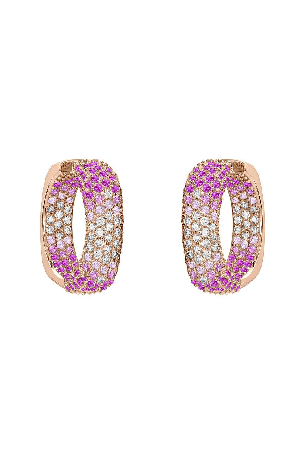 Pink Sapphire Diamond Full Earrings-ROSE GOLD-JEWELRYFINE JEWELEARRING-FULLORD