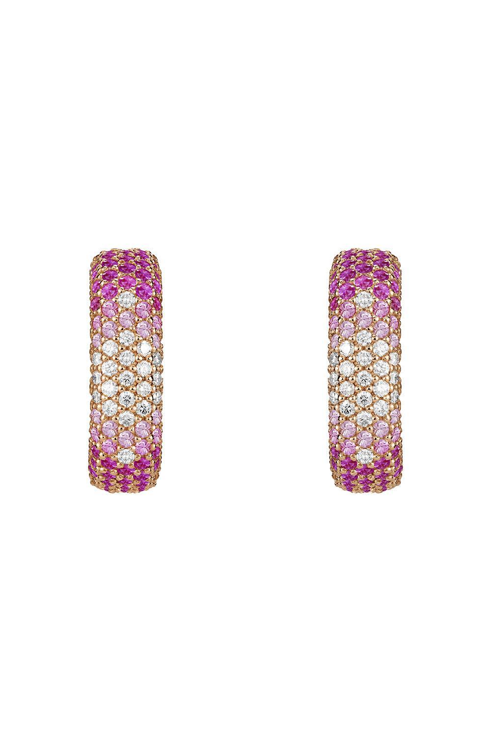 Pink Sapphire Diamond Full Earrings-ROSE GOLD-JEWELRYFINE JEWELEARRING-FULLORD