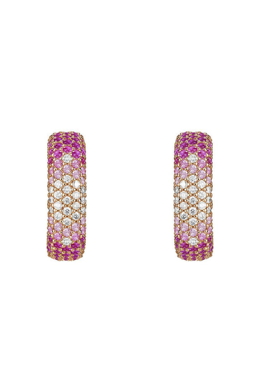 Pink Sapphire Diamond Full Earrings-ROSE GOLD-JEWELRYFINE JEWELEARRING-FULLORD