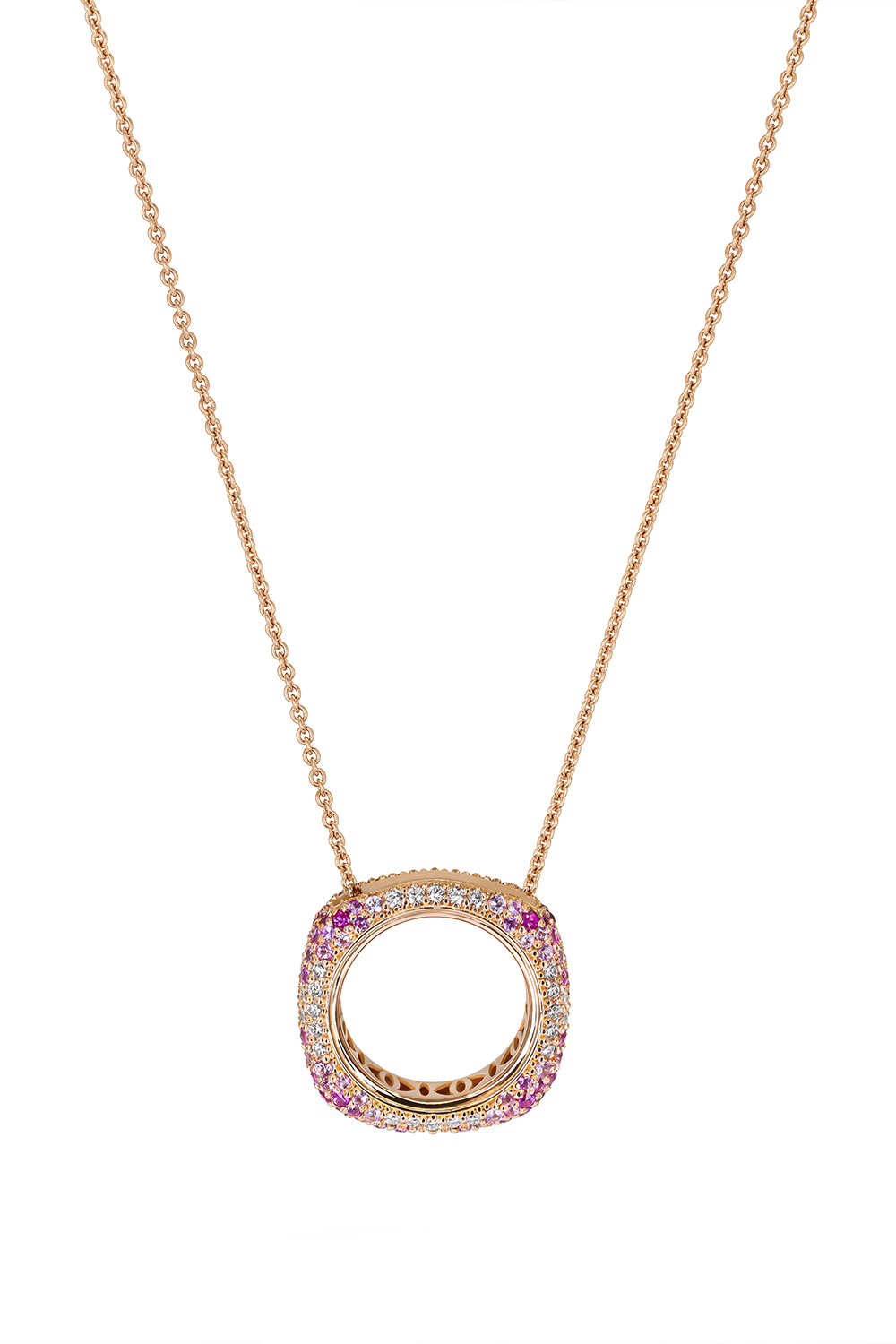 FULLORD-Pink Sapphire Ghost Scarf Ring Necklace-ROSE GOLD