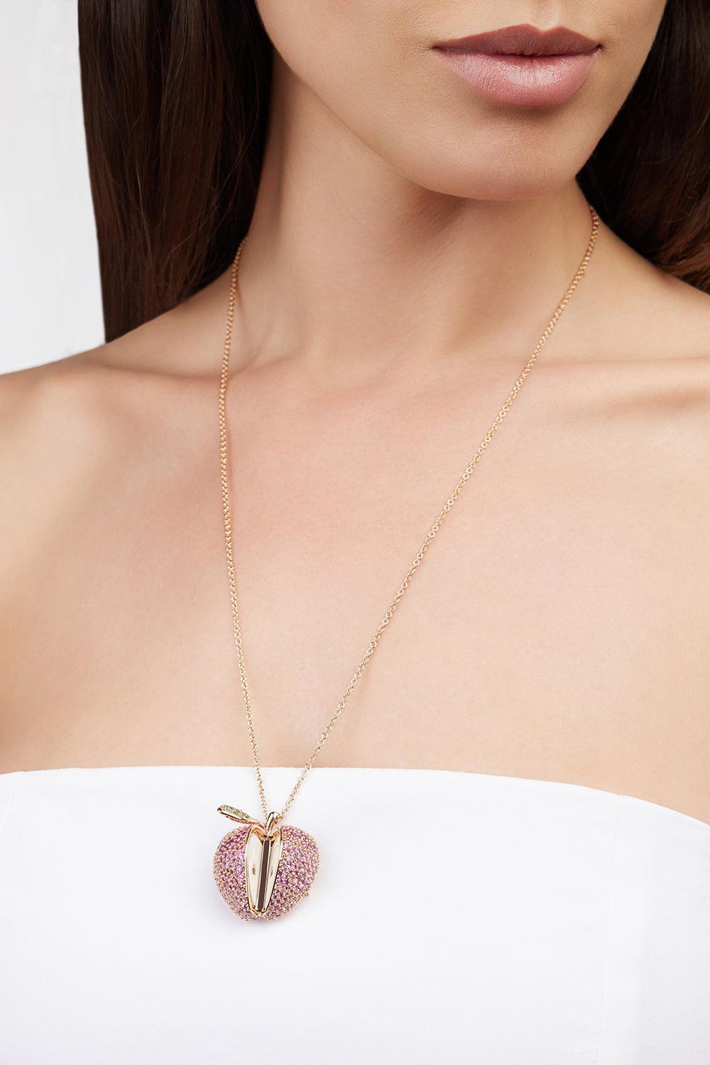 Sapphire Eden Apple Necklace-ROSE GOLD-JEWELRYFINE JEWELNECKLACE O-FULLORD