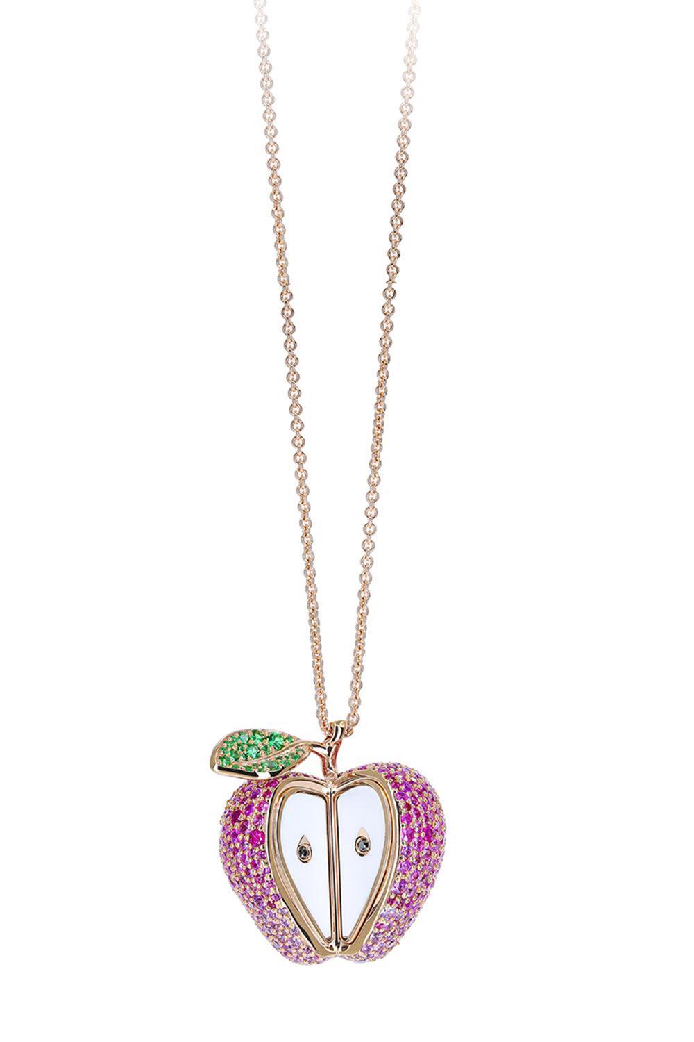 Sapphire Eden Apple Necklace-ROSE GOLD-JEWELRYFINE JEWELNECKLACE O-FULLORD