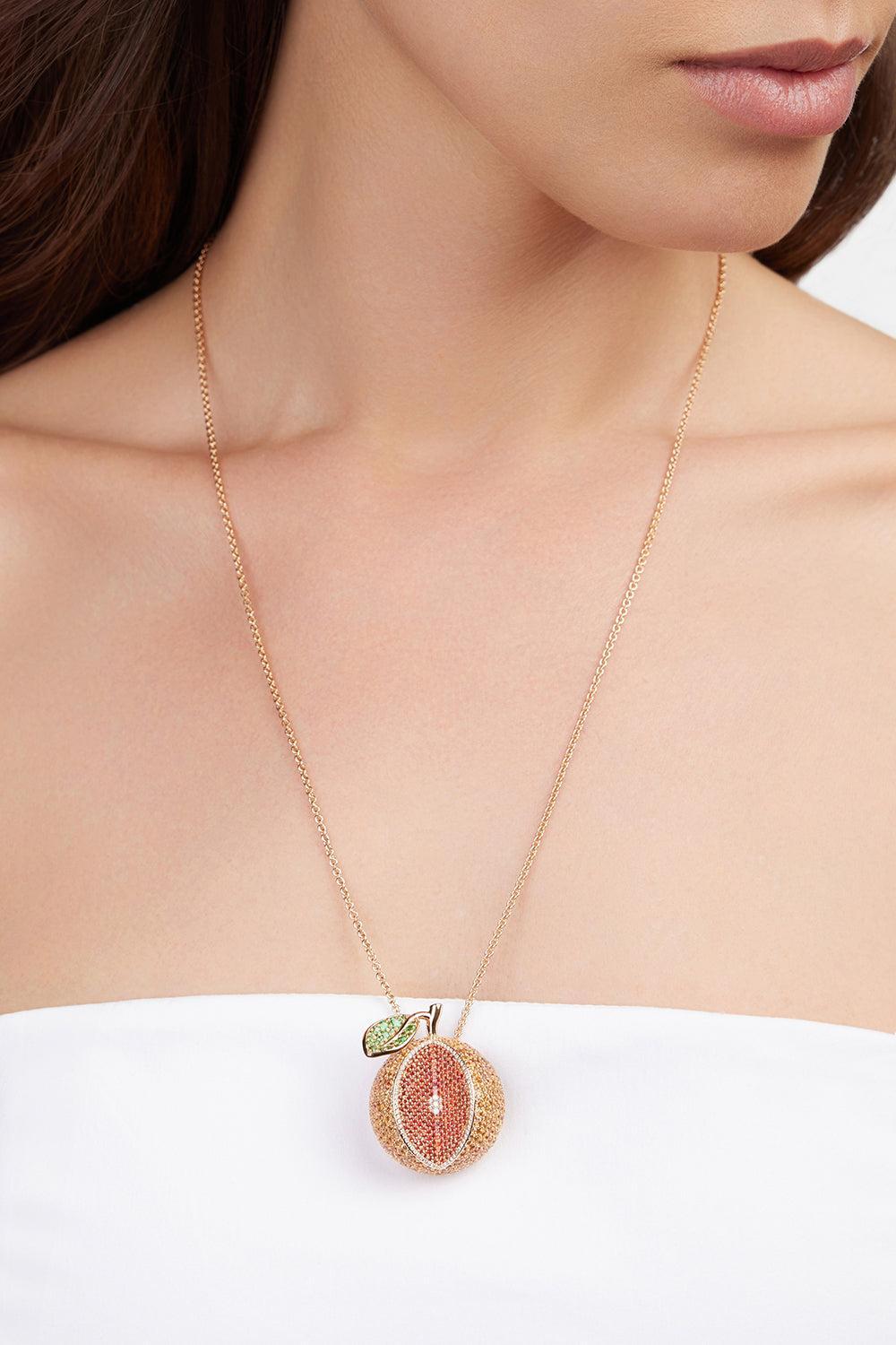 Sapphire Eden Orange Necklace-ROSE GOLD-JEWELRYFINE JEWELNECKLACE O-FULLORD