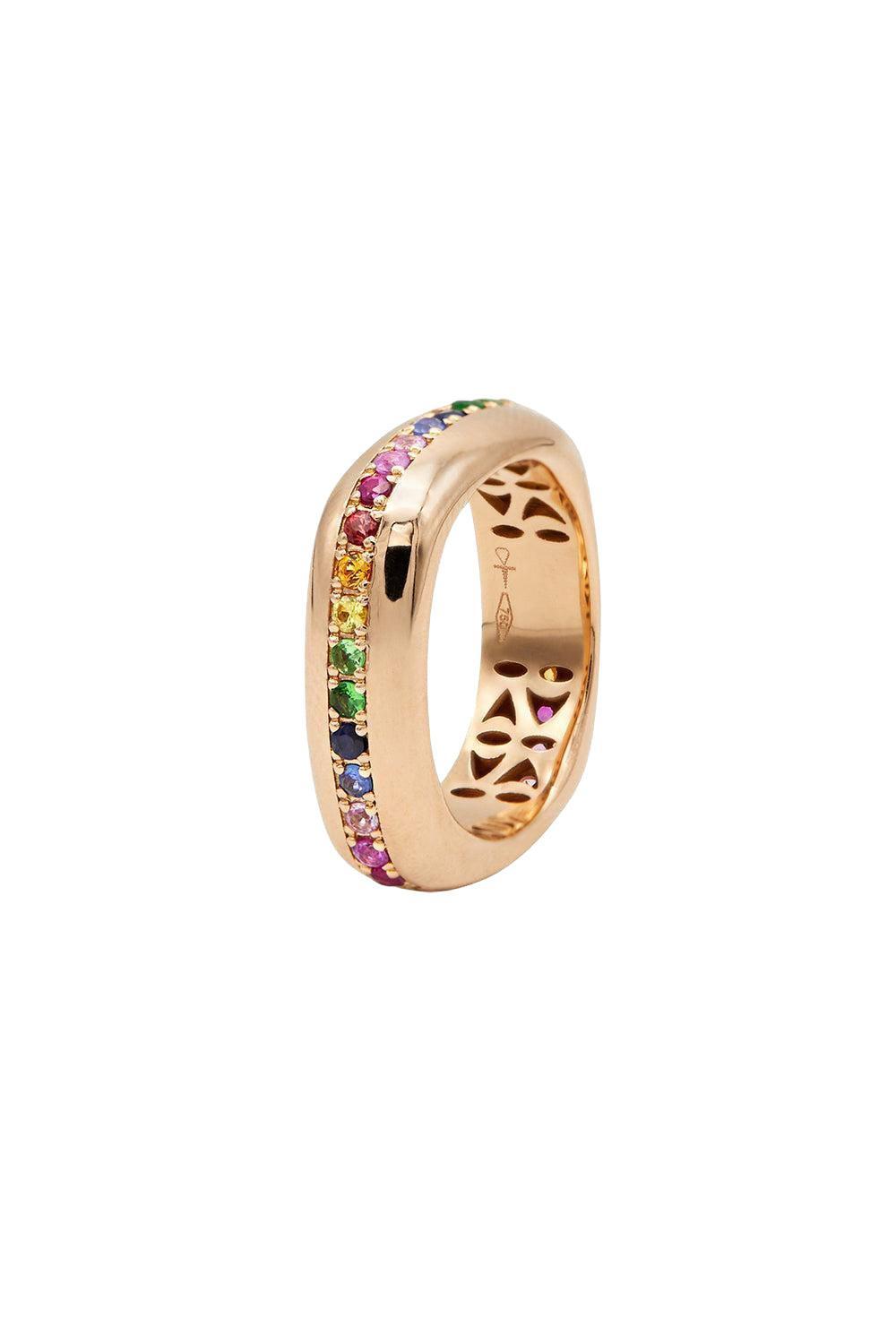 Rainbow Sapphire Ghost Belt Ring-ROSE GOLD-6.5-JEWELRYFINE JEWELRING-FULLORD