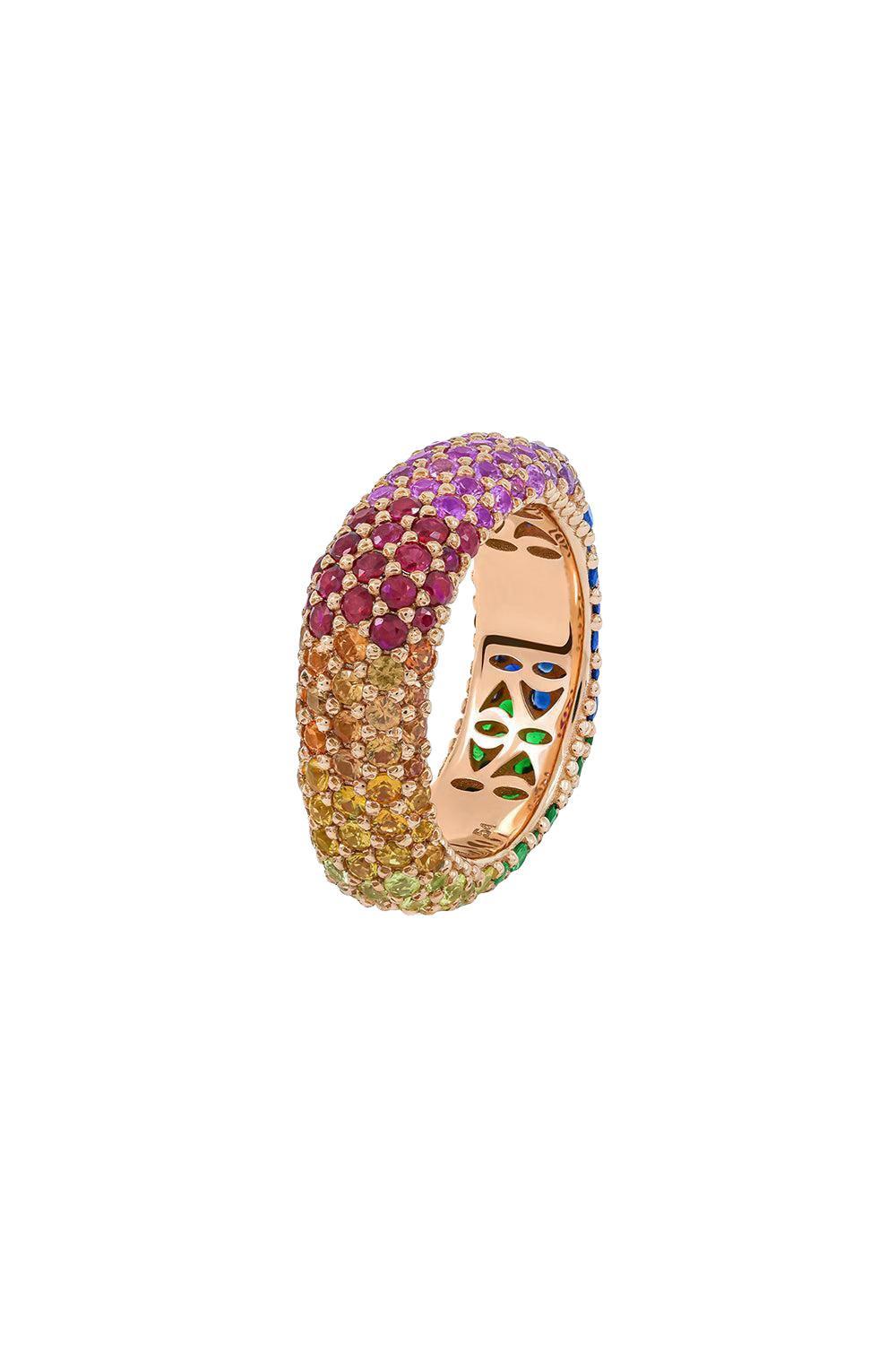 Full Pave Rainbow Sapphire Ghost Ring-ROSE GOLD-6.75-JEWELRYFINE JEWELRING-FULLORD