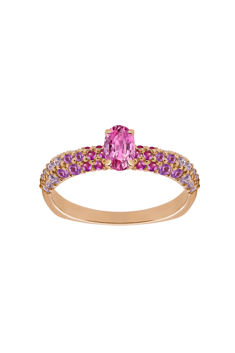 FULLORD-Pink Sapphire Eternity Solitaire Ring-ROSE GOLD