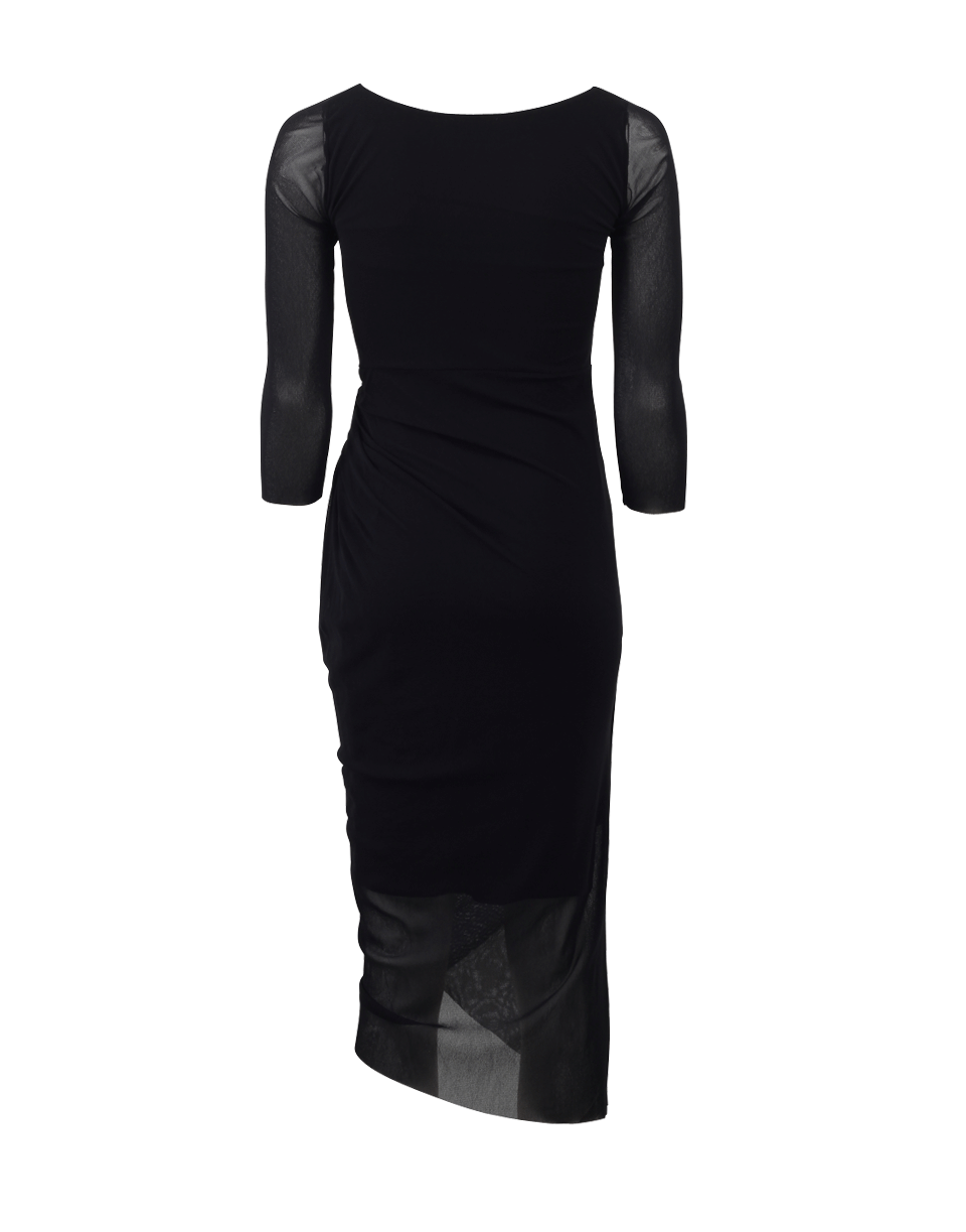 FUZZI-Three-Quarter Sleeve Ruched Dress-