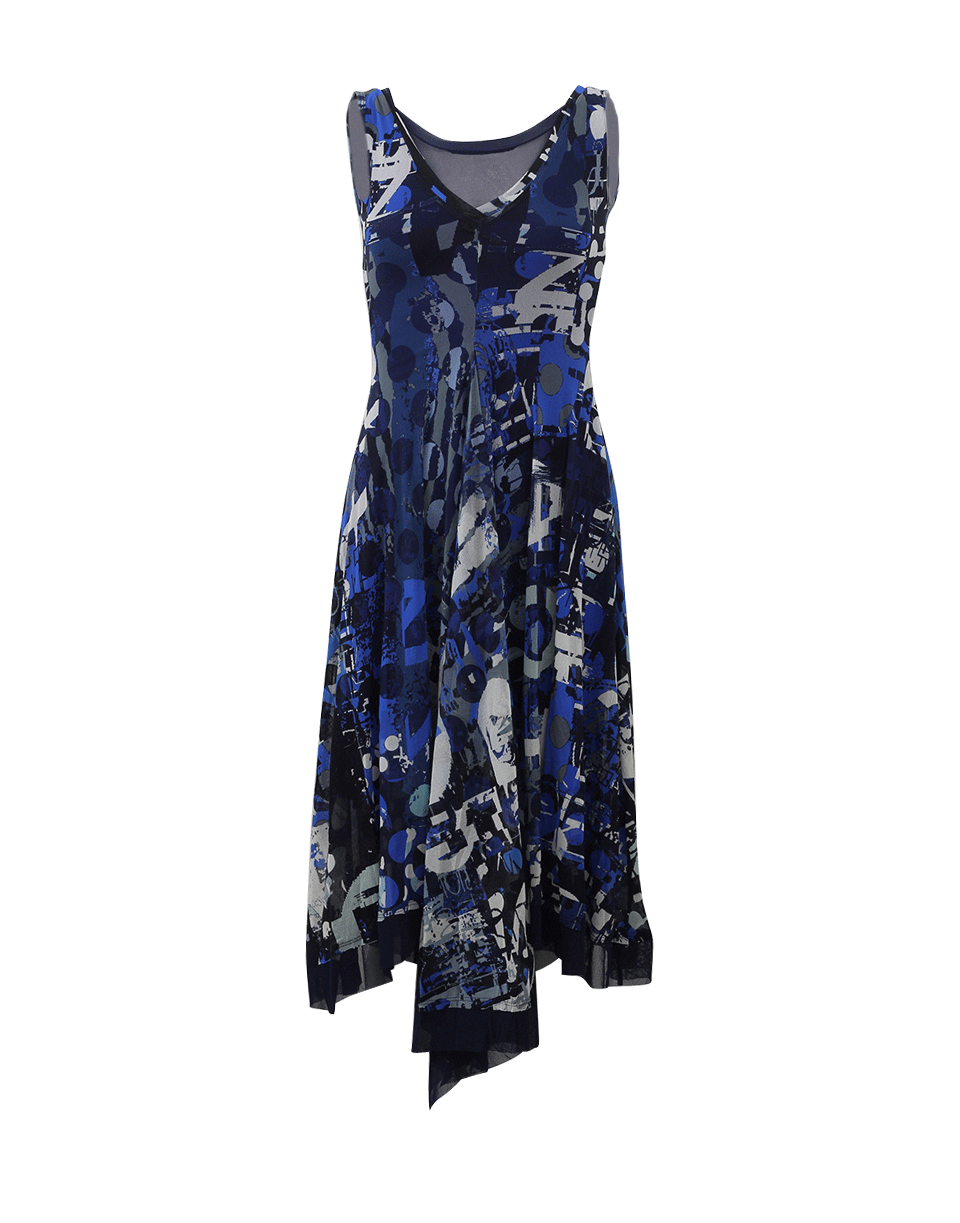 FUZZI-Illusion Neckline Print Dress-