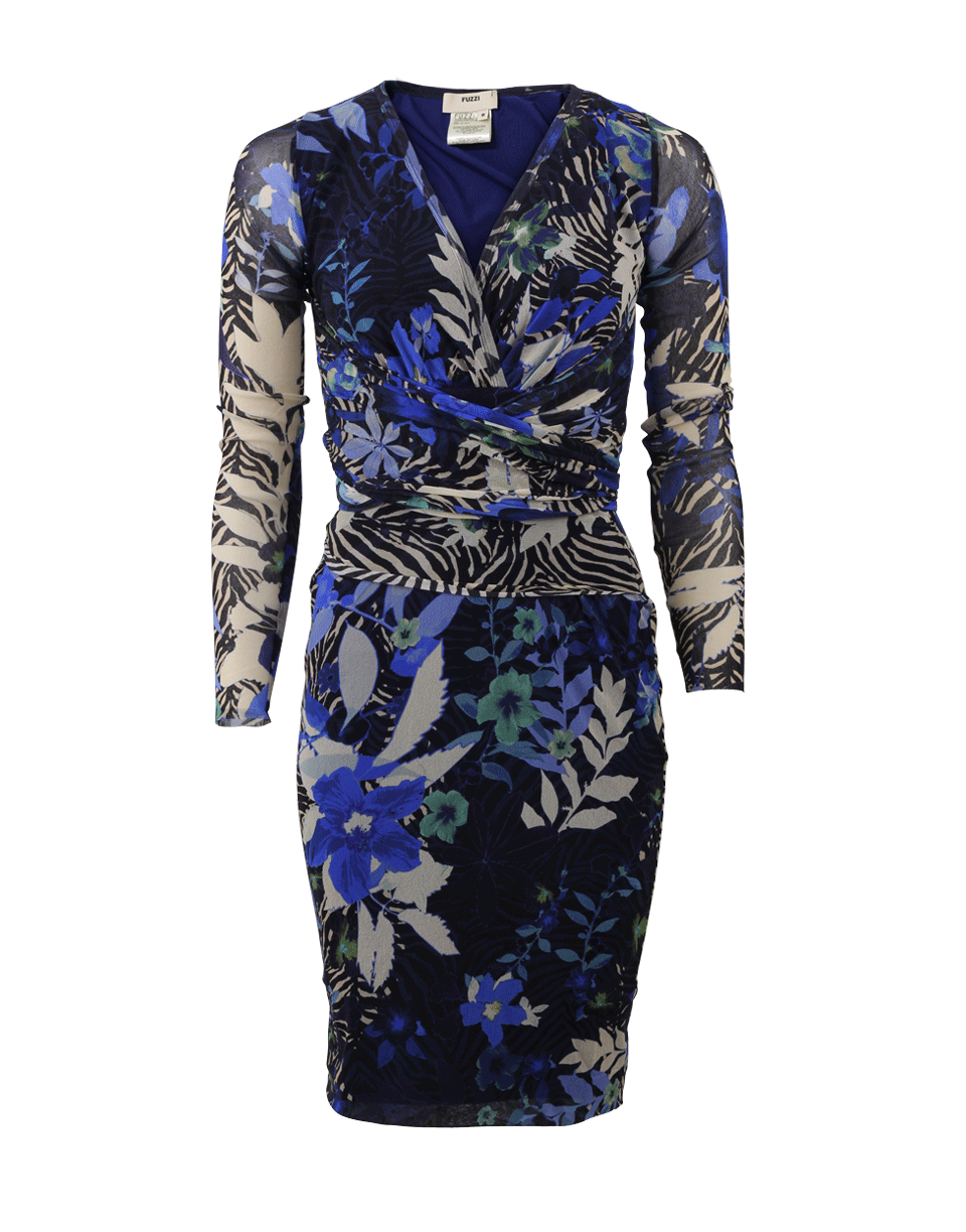FUZZI-Wrapped Floral Print Dress-