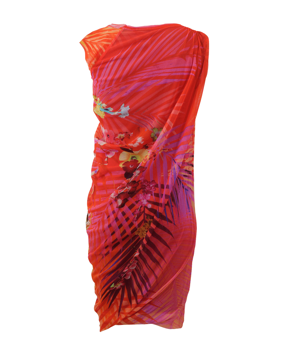 FUZZI-Floral Print Ruch Dress-