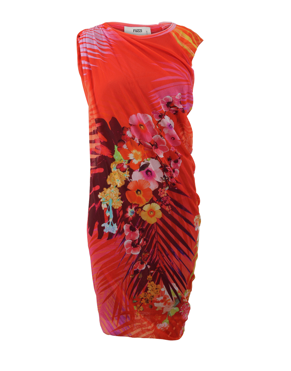 FUZZI-Floral Print Ruch Dress-