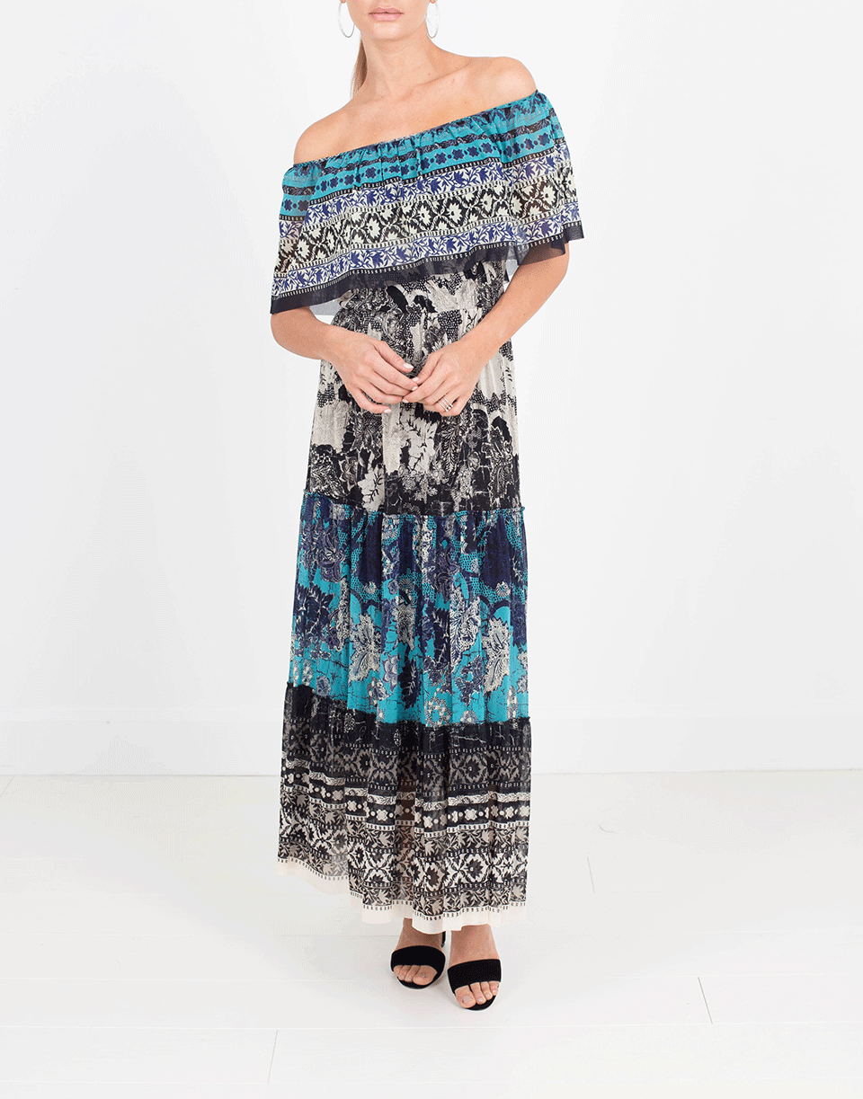 FUZZI-Off Shoulder Midi Dress-